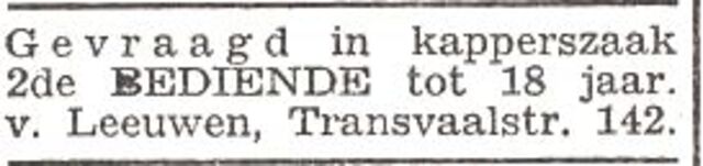 Advertentie van kapper Lion van Leeuwen