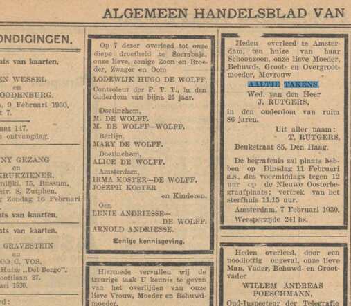 Overlijdensadvertentie