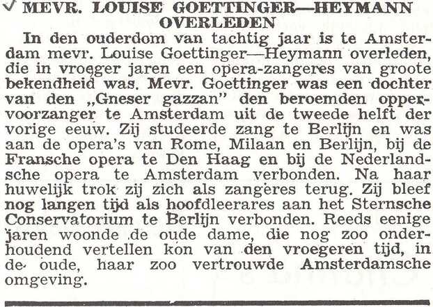 In Memoriam mw. Louise Göttinger-Heymann