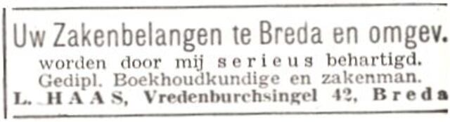 Advertentie  van Louis Haas
