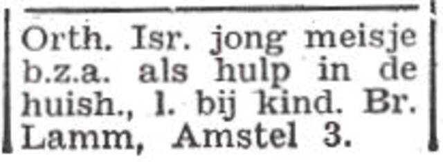 Advertentie 'personeel aangeboden' van Ruth Fanny Lamm