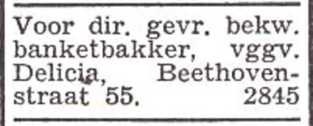 Advertentie van banketbakker Leopold Pollack