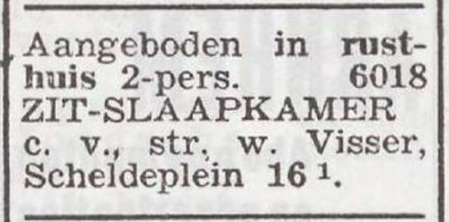 Advertentie van het gezin Levie Visser