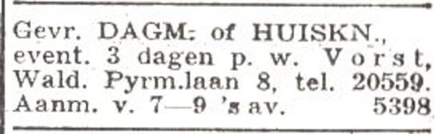 Advertentie van Mannie Abram Bernard Vorst