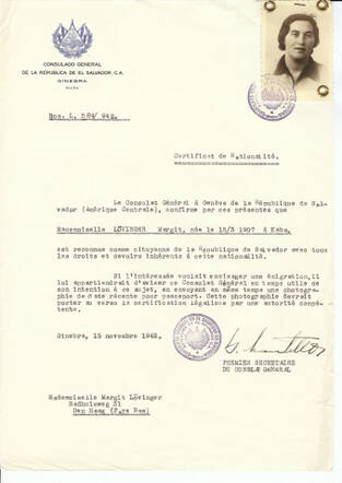Ongeauthoriseerd bewijs van El Salvadoriaanse nationaliteit voor Margit Lövinger