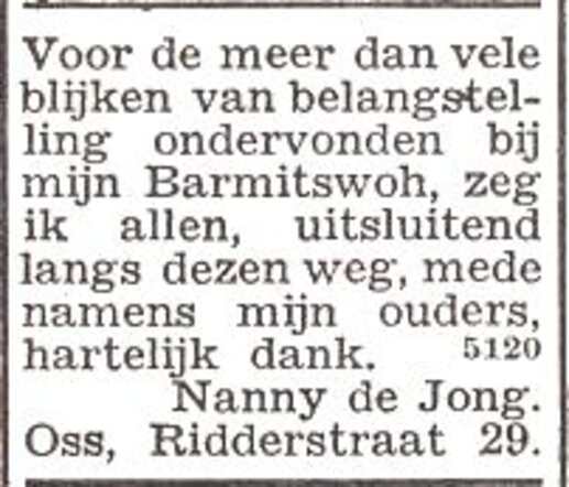 Dankbetuiging van Nathan Martin de Jong
