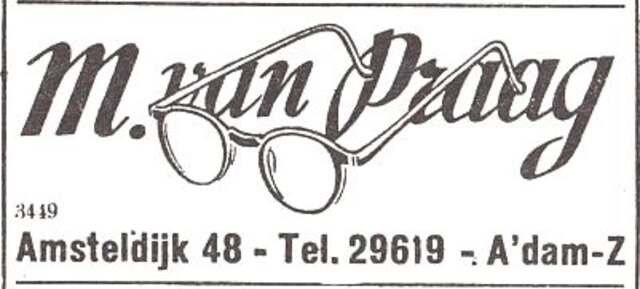 Advertentie van opticien Maurits van Praag