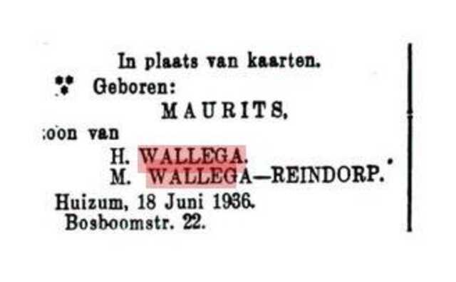 Geboorte Maurits Wallega