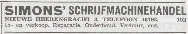 Advertentie van Maurits Simons