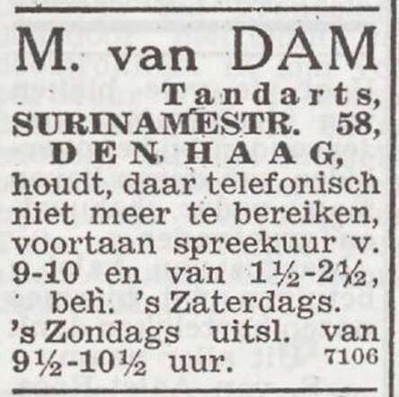 Mededeling van tandarts Max van Dam