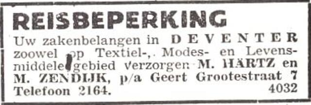 Advertentie van Mozes Hartz en Max Zendijk