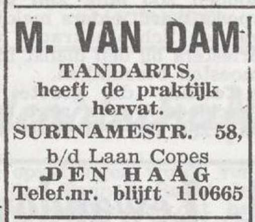 Mededeling van tandarts Max van Dam