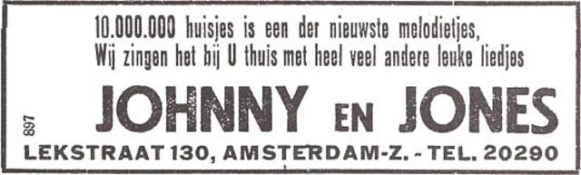 Advertentie van het duo Johnny & Jones