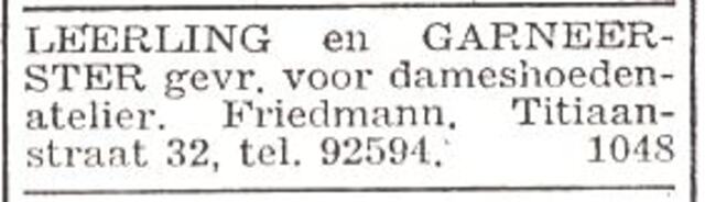 Advertentie van Maija Friedmann