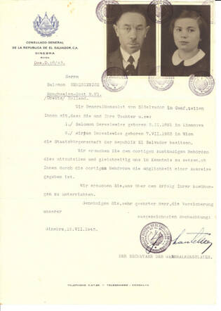 Ongeauthoriseerd bewijs van El Salvadoriaanse nationaliteit voor Mirjam Deresiewicz en haar vader