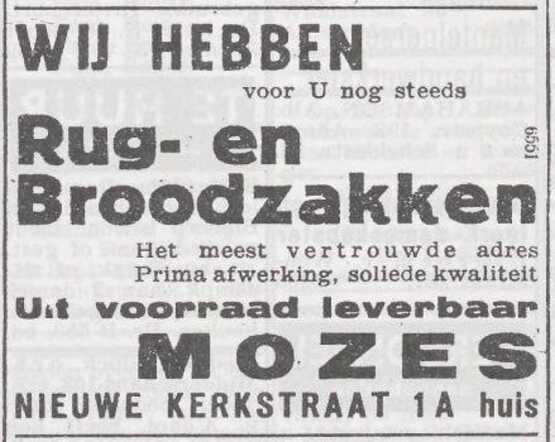 Advertentie van Mozes Mozes