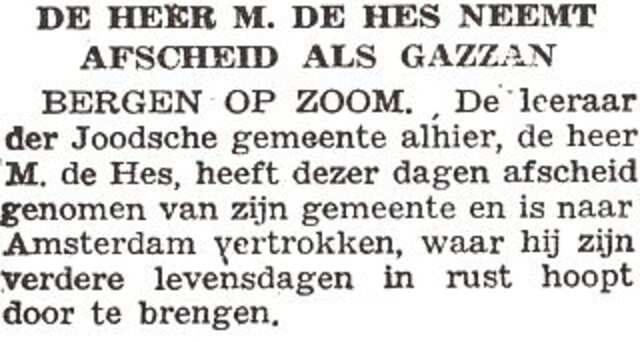 Afscheid Mozes de Hes als voorzanger
