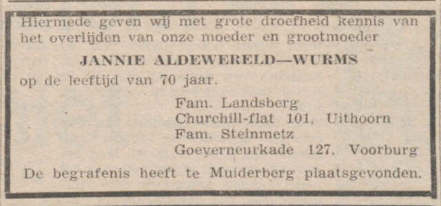 Naatje Aldewereld-Wurms