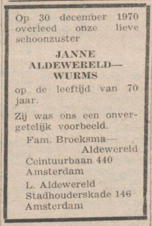Naatje Aldewereld-Wurms