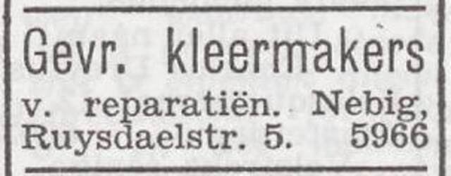 Advertentie van kleermaker Mozes Nebig