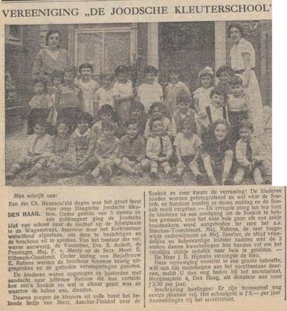 Nieuw Israëlietisch Weekblad 12 oktober 1934, pag. 12. De Joodsche kleuterschool te Den Haag. Maker foto: J.B.  Hijmans.