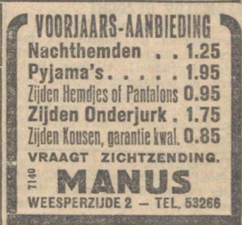Nieuw Israëlietisch Weekblad, 17 april 1935, dag, pag. 7. Adv. Philip Manus.