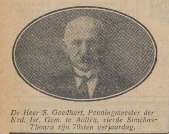 Nieuw Israëlietisch Weekblad 17 oktober 1930, pag. 8. Salomon Goedhart.