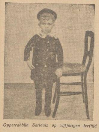 Nieuw Israëlietisch Weekblad 18 december 1936, pag. 9. Opperrabbijn Sarlouis op vijfjarige leeftijd.