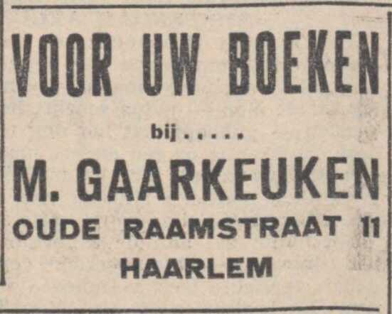 Nieuw Israëlietisch Weekblad 1 september 1939, dag, pag. 4. Adv. Michiel Simon Gaarkeuken.