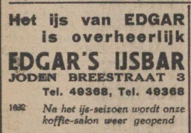 Nieuw Israëlietisch Weekblad 23 augustus 1940, pag. 4. Adv. Edgar Strauss.