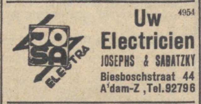 Nieuw Israëlietisch Weekblad, 26 januari 1940, dag, pag. 12. Adv. Rolf  Günther Sabatzky.