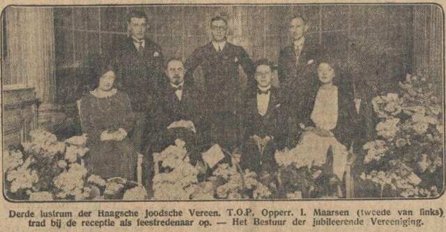 NIeuw Israëlietisch Weekblad 27 maart 1931, pag. 4. Derde lustrum Haagsche Vereeniging T.O.P.