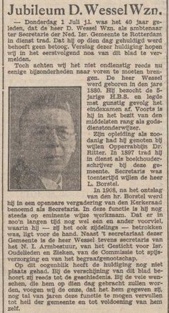 Nieuw Israëlietisch Weekblad 2 juli 1937, pag. 6. David Wessel.