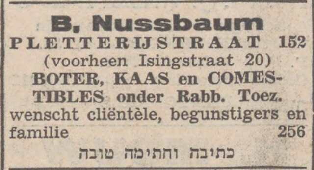 Nieuw Israëlietisch Weekblad 3 september 1937, pag. 12. Adv. Benjamin Nussbaum.