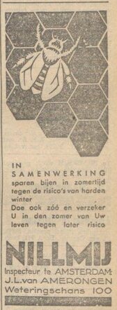 Nieuw Israëlietisch  Weekblad 9 december 1932, pag. 7. Adv. verzekeringen,met inspecteur Jacob Leonard van Amerongen.