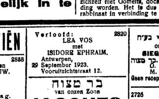 Verloving Lea Vos met Isidore Ephraim