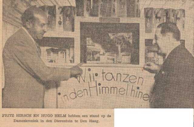 Nieuwe Tilburgsche Courant, 8 september 1934, daged., pag. 12. Fritz Hirsch met impressario Hugo Helm.
