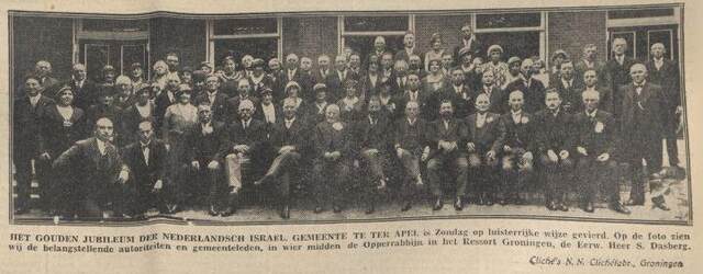 Nieuwsblad van het Noorden, 12 juli 1933, dag, pag. 9,  Gouden jubileum Ned.-Israël. Gemeente Ter Apel.