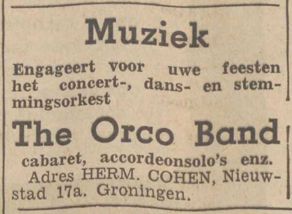 Nieuwsblad van het Noorden, 5 januari 1938, dag, pag.11.  Adv. Heiman Cohen.