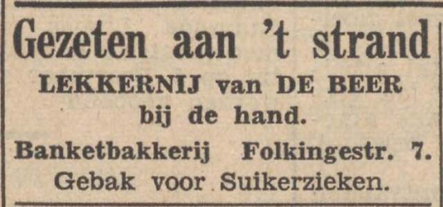Nieuwsblad van het Noorden, 6 augustus 1936, dag, pag. 4. Adv. David de Beer.