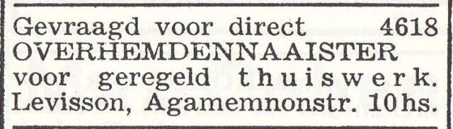 Advertentie van mw. Erna Rosa Levison-Kahn