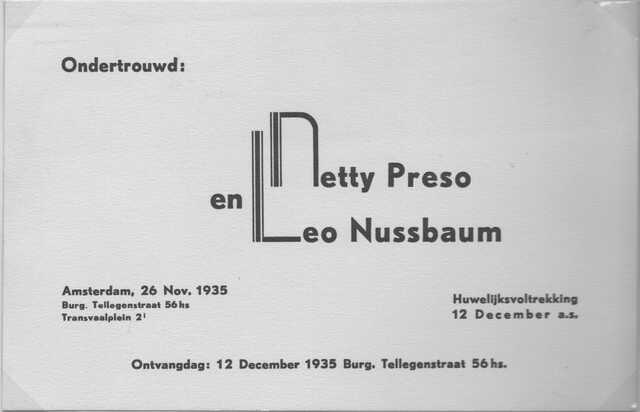 Huwelijksaankondiging. -