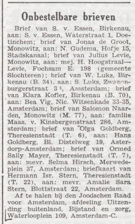 Brief van Olga Goldberg aan Hans Goldberg