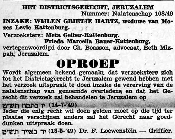 Oproep voor erfgenamen van Grietje Kattenburg-Hartz in het NIW