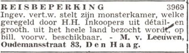 Advertentie van Mozes van Leeuwen