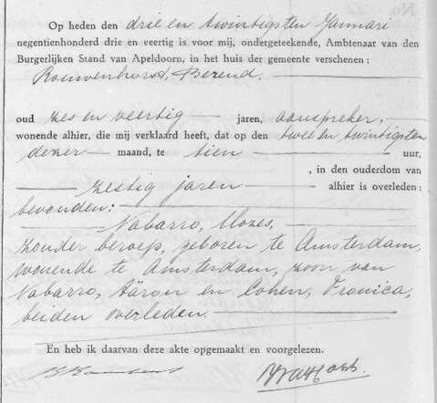 Overlijden Mozes Nabarro