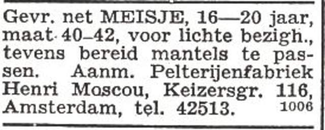 Advertentie  van Hijman Salomon Moscou