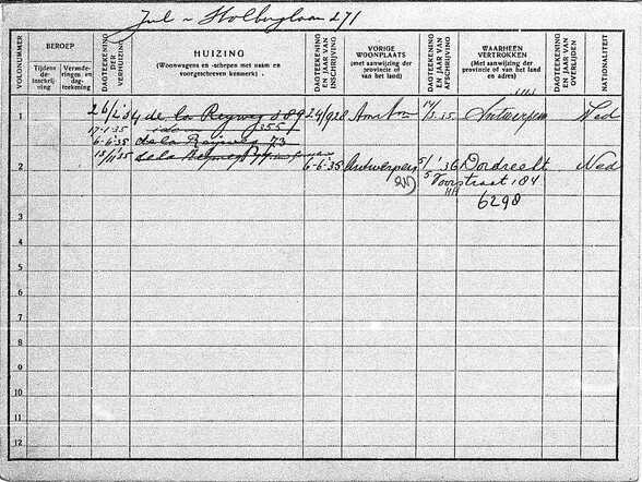 Persoonskaart Alfred Max Meijer (achterkant)