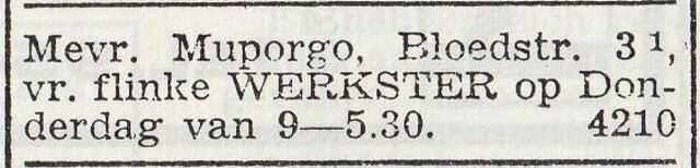 Advertentie van mw. Pietje Morpurgo-Mendels