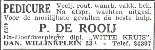 Advertentie van Pinehas de Rooy
